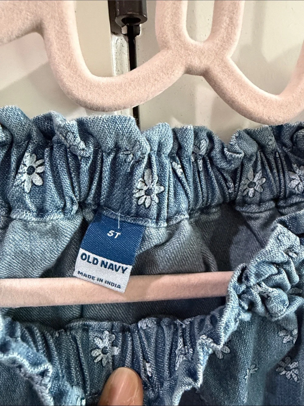 Old Navy Sz5t Blue Denim Floral Elastic Waist Skirt